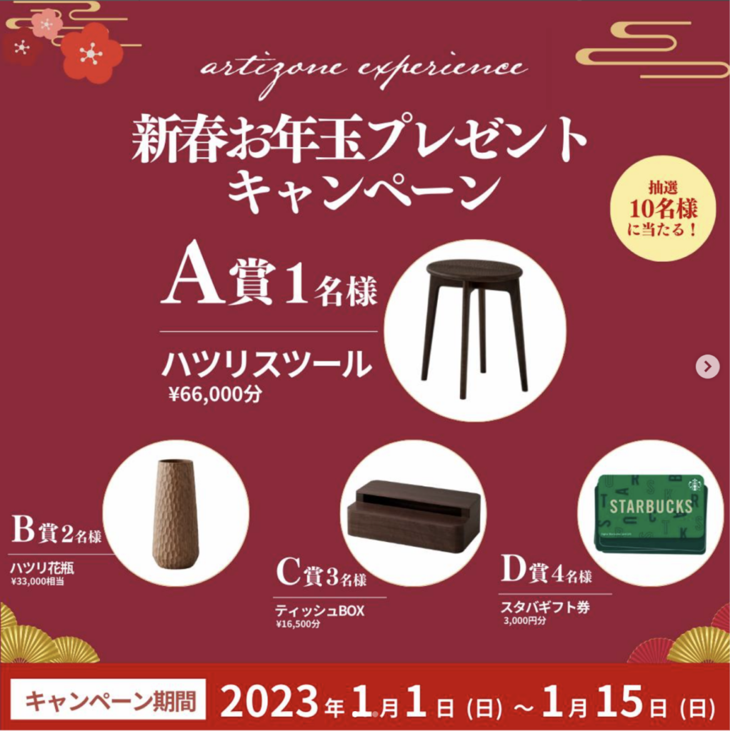 artizone experienceのプレゼントキャンペーン